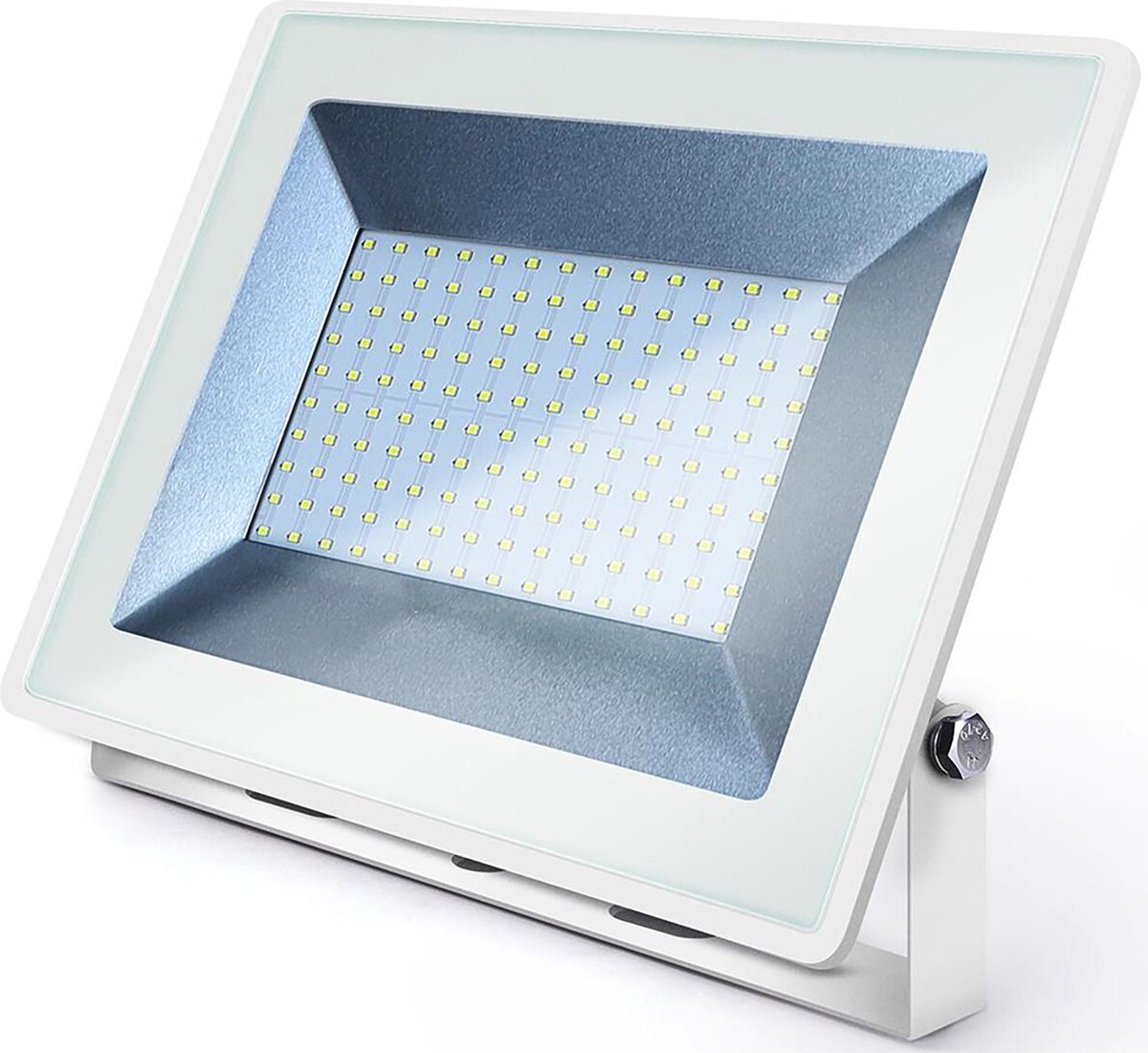 Aigostar LED Bouwlamp 100 Watt - LED Schijnwerper - Helder/Koud Wit 6400K - Waterdicht IP65 - Mat Wit - Aluminium