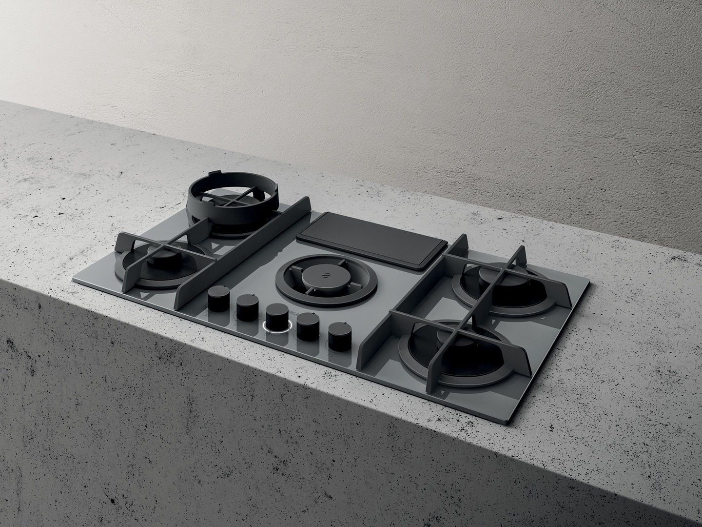 Elica NIKOLATESLA FLAME GR/A/83 - 88cm Gas Cooktop with Integrated Extractor - Grey