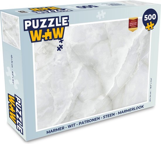 MuchoWow Puzzel Marmer - Wit - Patronen - Steen - Marmerlook - Legpuzzel - Puzzel 500 stukjes - Sinterklaas cadeautjes - Sinterklaas voor grote kinderen