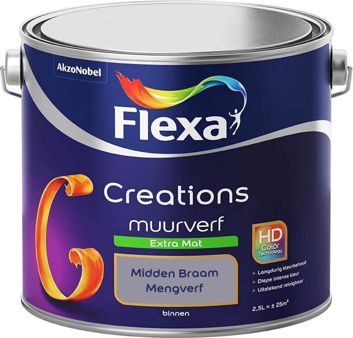 FLEXA Creations Muurverf - Extra Mat - Mengkleuren Collectie - Midden Braam - 2,5 liter