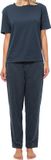 Schiesser Dames pyjama Cotton blauw gestipt / donkerblauw