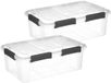5Five boîte de rangement avec couvercle - 2x - Solutions Protect - 32 litres - 58 x 39 x 22 cm - plastique - transparent