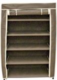 Ger Import Opvouwbaar camping schoenenrek / schoenenkast - bruin - 60 x 30 x 88 cm