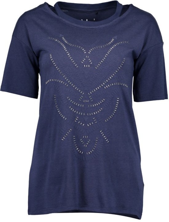 blue seven dames shirt donkerblauw steentjes - maat M