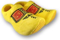 Merkloos / Sans marque Hollands Klompen pantoffels - geel - volwassenen - pluche - clogs sloffen - klompsloffen voor dames/heren - 36-38