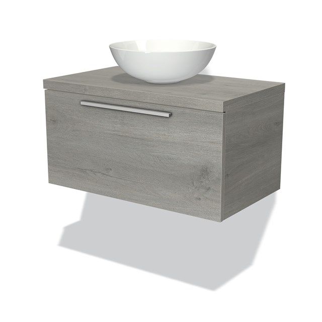 Maxaro Badkamermeubel Modulo Plato Grijs Eiken 80cm 1 Lade