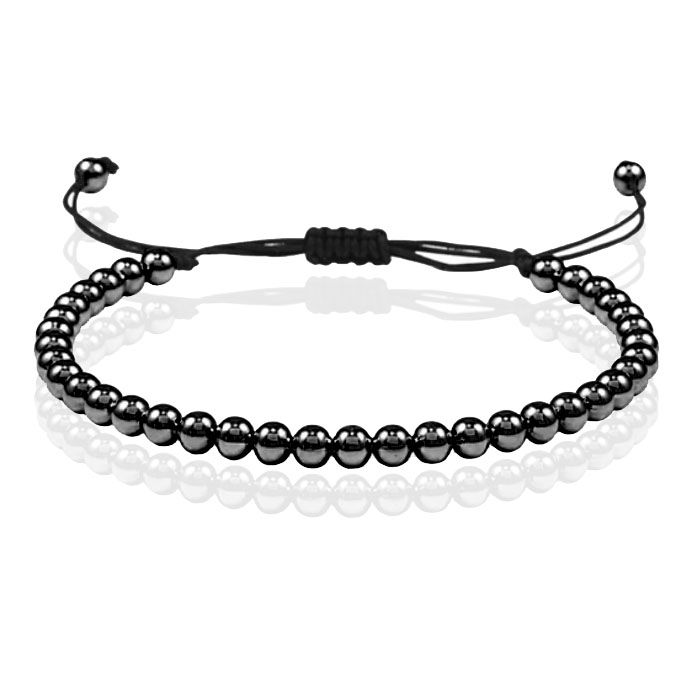 Memphis Macrame Armband Dames - 5mm Zwarte Kralen