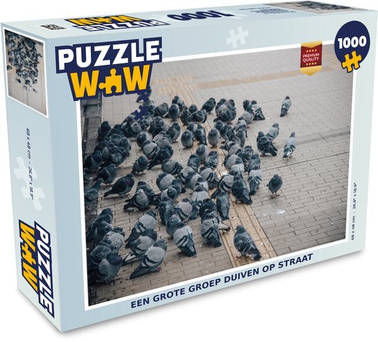 MuchoWow Puzzel Een grote groep duiven op straat - Legpuzzel - Puzzel 1000 stukjes volwassenen