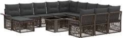 vidaXL Tuinbank Set 13 st Grijs en Donkergrijs Polyrattan