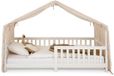 IDIMEX housse de lit pour lit maison LIAN avec pompons - beige