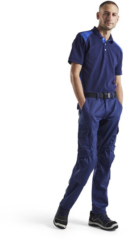 Blåkläder Industrie werkbroek stretch met kniezakken 1448-1832 - Marineblauw/Korenblauw - C56