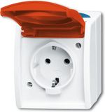 Busch-Jaeger ABB 2CKA002083A0825 Geaard stopcontact IP44 Rood, Robijn-rood