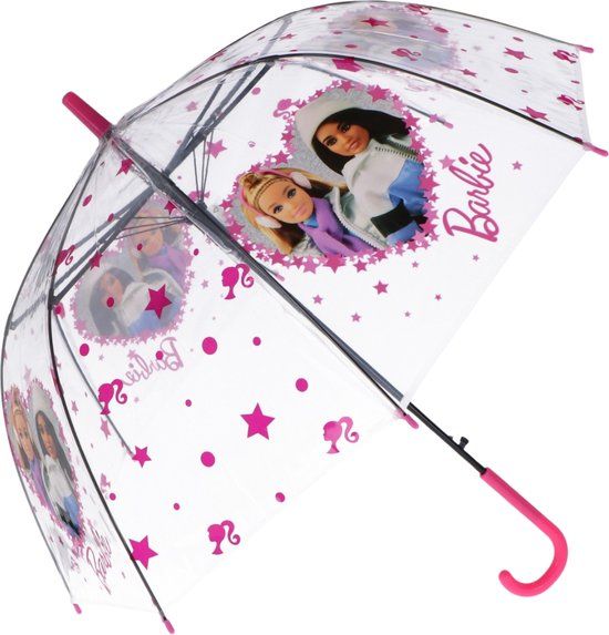4KidsOnly Barbie Paraplu - Kinderparaplu - Metaal frame - Roze - Transparant