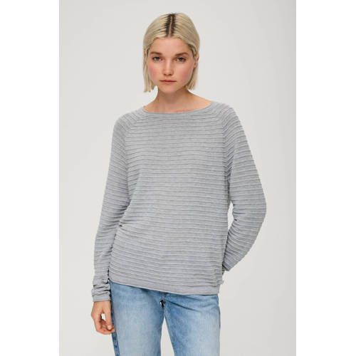 Q/S by s.Oliver trui met textuur lichtgrijs