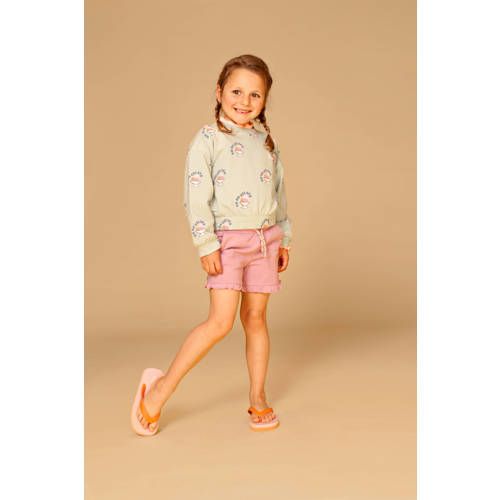 Stains&Stories sweatshort lila met textuur