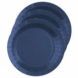 Santex Feest gebaksbordjes - donkerblauw - 30x - karton - 17 cm - rond - kartonnen feestbordjes