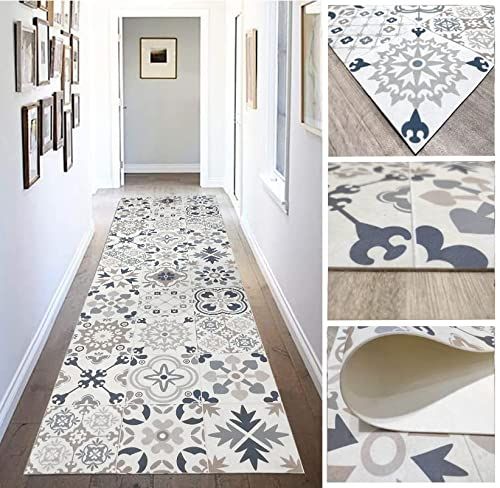 Tadi & Imperio1979 Hydraulisch vinyltapijt voor woonkamer, hal, keuken - beige met blauw, goud en oranje - 2022