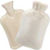 Homealexa Warmwaterkruik met zachte bekleding, 2 liter, premium natuurlijk rubber, gecertificeerd, veilig en duurzaam warmtefles voor familie