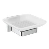 Ideal Standard IOM Cube zeephouder, wandzeep, gesatineerd glas, chroom, inclusief bevestigingen E2201AA