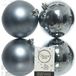 Decoris Kerstballen - 4x st - grijs blauw - D10 cm - kunststof - kerstversiering