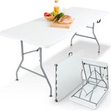 Arebos Klaptafel - Inklapbare tafel - Campingtafel - Vouwtafel - Weerbestendig - Wit - 182 × 74 × 74 cm - 6 personen