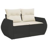 vidaXL 10-delige Loungeset met kussens, polyrattan, zwart