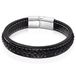 LGT JWLS LGT Jewels Heren Armband Zwart Leer Stitched Edelstaal Sluiting-23cm