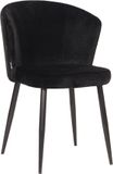 LABEL51 Chaise de salle à manger Wave - Noir - Velours - Métal noir