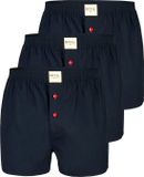 Phil & Co. Boxershorts Heren Geweven Katoen Effen Blauw 3-Pack - Maat XL