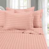 Elegant Comfort 4-delige lakenset - 1500 premium hotelkwaliteit microvezel - diepe zak, kreukbestendige 4-delige damast gestreepte lakenset, 2 eenpersoons, oudroze