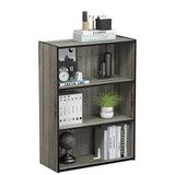 Furinno Pasir 3-traps open rek, boekenplanken, Frans eikengrijs, 57,7 (breedte) x 80 (hoogte) x 24,1 (diepte) cm