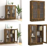 vidaXL Vitrinekast - 82,5x30,5x115 cm - Bewerkt Hout - Gerookt Eikenkleurig