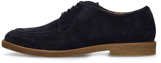 Manfield - Blauwe suède veterschoenen - Maat 41
