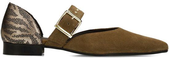 Manfield Dames Donkergroene Suède Loafers Maat 40