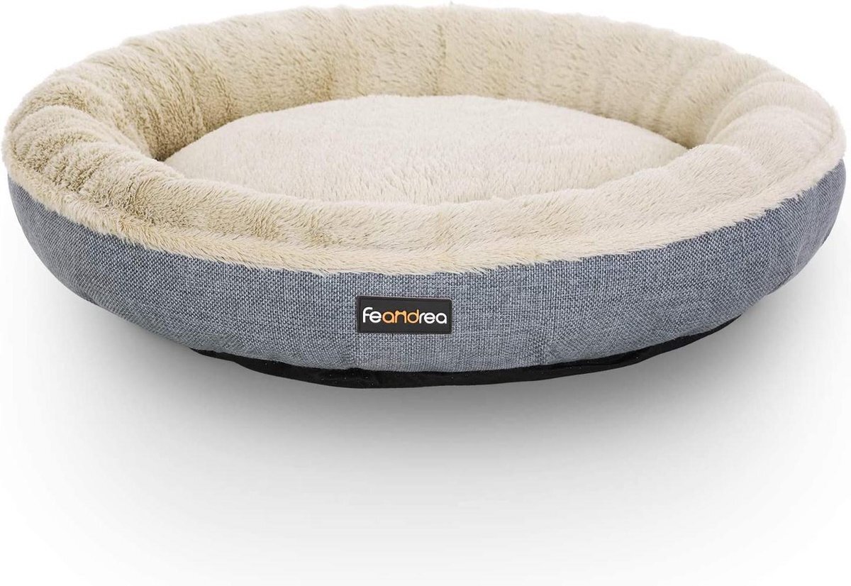 iBello Hondenmand - Hondenbed - Kattenmand -Grijs/Creme - Rond - 65cm