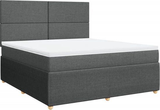 vidaXL Boxspring met matras stof donkergrijs 180x200 cm