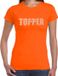 Bellatio Decorations Shoppartners Bv Glitter Topper t-shirt oranje met steentjes/ rhinestones voor dames - Glitter kleding/ foute party outfit S