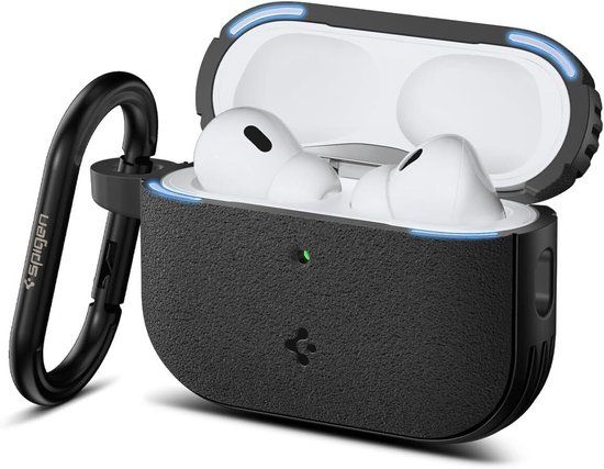 Spigen Vault Hoesje Geschikt voor AirPods Pro 3 (2025) | Met Magneetsluiting | Militair Getest | Draadloos Opladen | Inclusief Karabijnhaak | Zwart