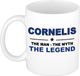 Bellatio Decorations Cornelis naam cadeau mok - man myth legend - koffiemok - 300 ml - collega - vaderdag - donkerblauw - keramiek