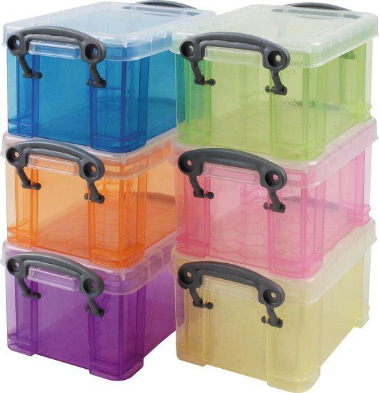 Really Useful Boxes Opbergdoos set van 6 x 0.33 liter assorti kleuren