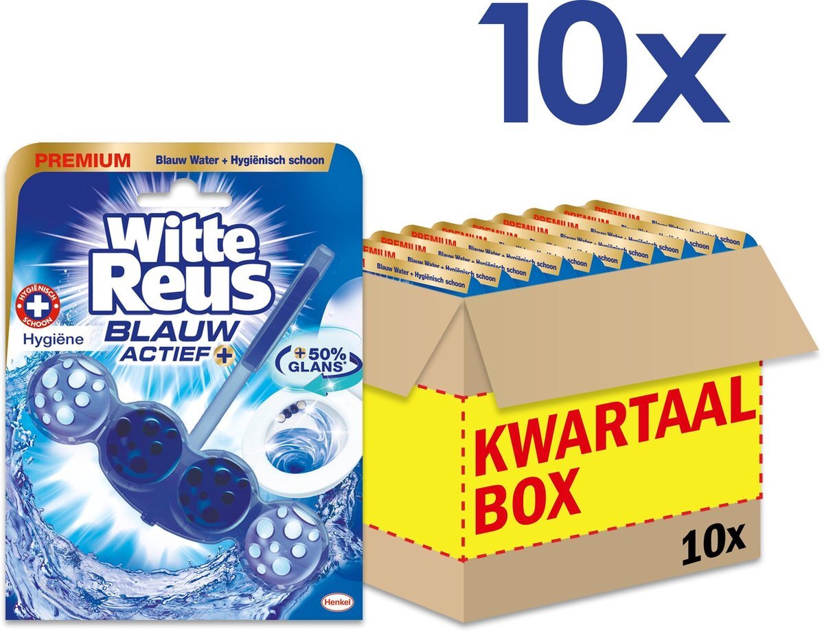 Witte-Reus Blauw Actief Hygiëne Toiletblok - WC Blokje Voordeelverpakking - 10 Stuks