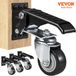 Roulettes Set - 4 Wielen - 77 kg - RVS - Zwart - 15 cm Diameter - Met Rem - Plaatbevestiging
