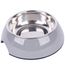 Dehner Voerbak Hond, Honden- en kattenbak, Ø 22 cm, hoogte 6 cm, 700 ml, melamine/roestvrij staal/rubber, grijs