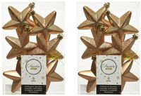 Decoris Kersthanger Sterren - 12 stuks - Camel Bruin - 7 cm - Kunststof