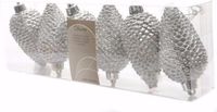Élégant Noël boule de Noël pommes de pin argent 6 pièces