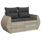 vidaXL 5-delige Loungeset met kussens, poly rattan, lichtgrijs
