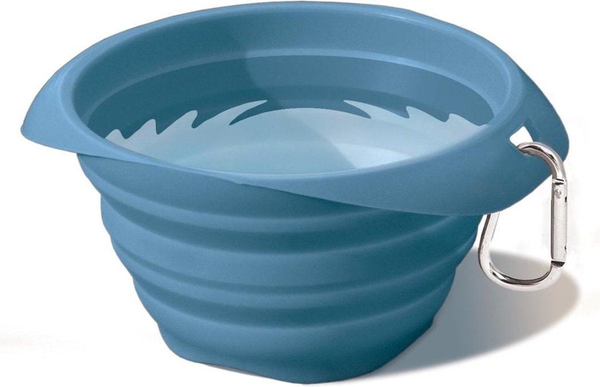 KURGO Collaps-a-Bowl - Opvouwbare / inklapbare voerbak voor honden voor onderweg - Blauw
