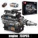 Système de serrage Kit de construction de luxe pour voiture - Model 10205 - Moteur V12 - Avec moteur - Batterie au lithium - Petites briques de construction - Emballage d'origine