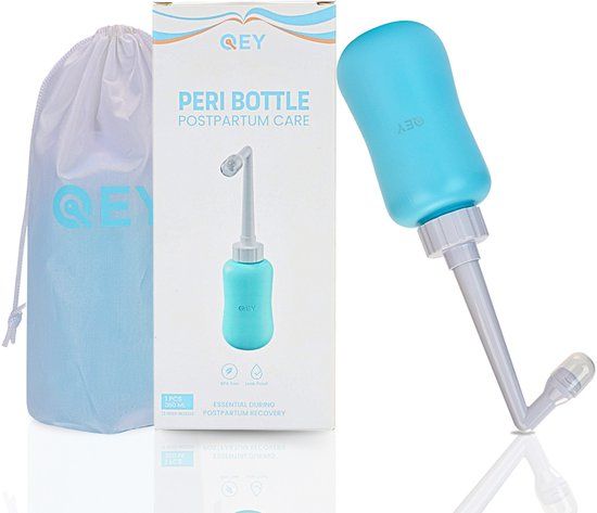 QEY Perineum Spoelfles Postpartum Vaginale Douche 360ml Blauw/Wit