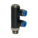 Riegler L-meervoudige verdeler »Blaue serie«, 2-voudig, draaibaar, G 1/8 a, voor slot-buiten-Ø 4 mm, werkdr. Maximale 15 bar, kunststof/MS vern.